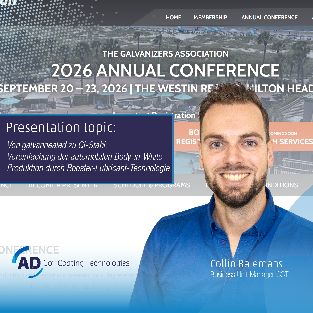 Collin Balemans referiert auf der Galvanizers Association Annual Conference